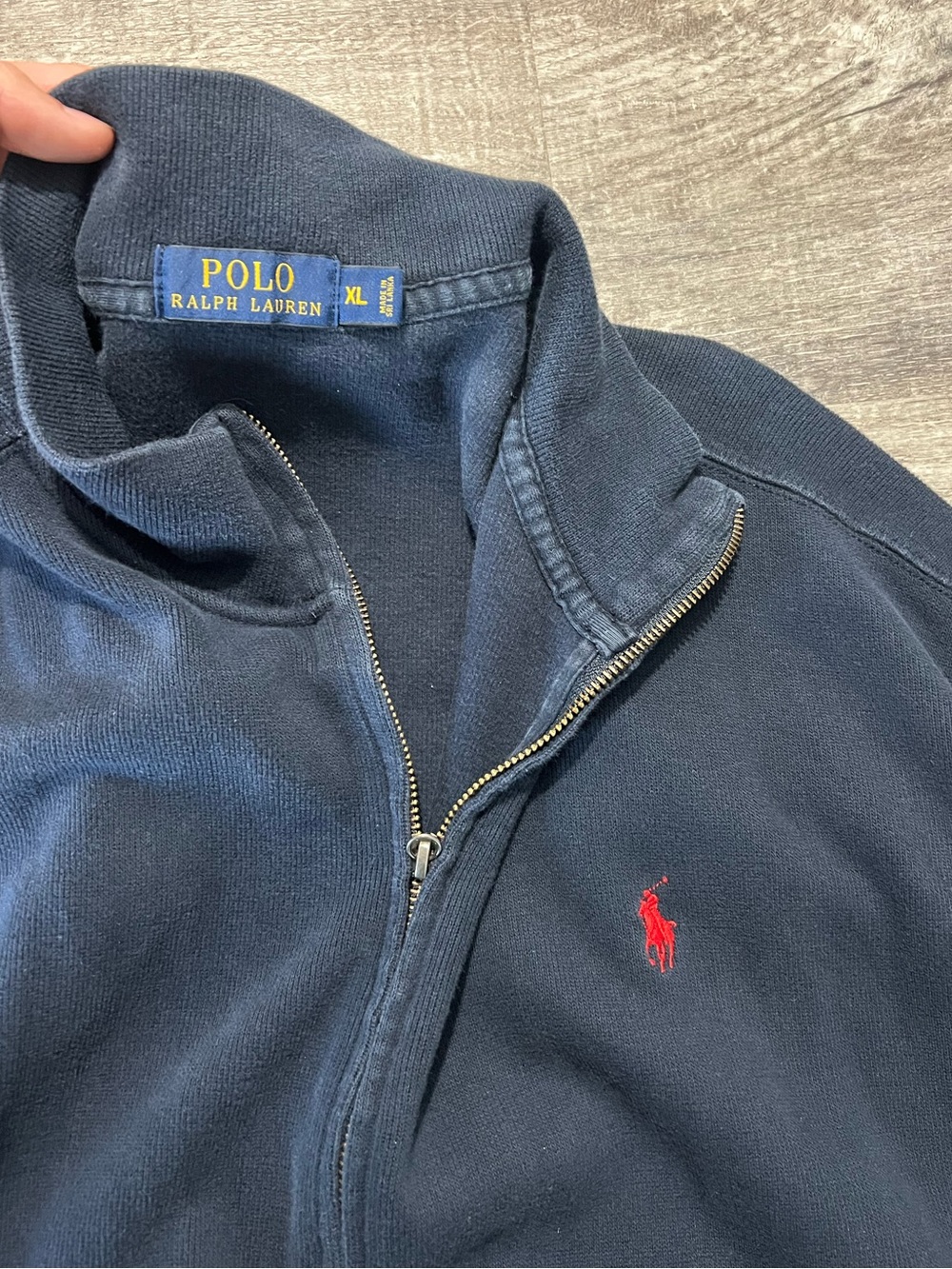 Polo Ralph Lauren Navy Blue Red Pony Full Zip Jacket Sweatshirt Men’s Size XL - Picture 3 of 4